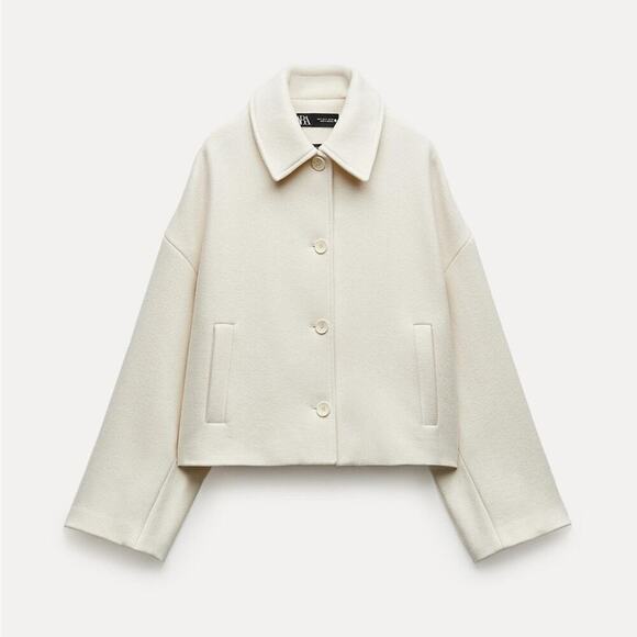 Zara MANTECO Short Wool Coat Size Medium - Picture 11 of 14